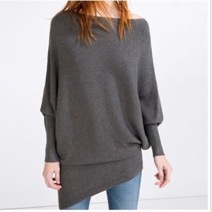 Zara Knit Asymmetrical Oversized Boatneck Sweater